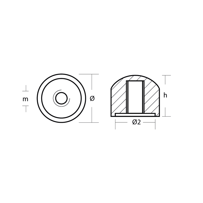 Zinkanod Mercury/Mercruiser typ mutter, motoranod, M55989, 0.118KG - AnodeFactory