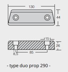 Ritning på Zinkanod Volvo Penta typ duo prop 290 ,motoranod, VP852835, R8007080, 800KG - AnodeFactory