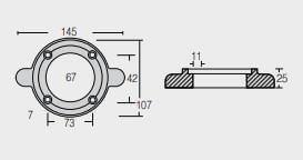 Ritning på en Zinkanod YANMAR, motor, collar, 0.745KG, R801305 - Anodefactory