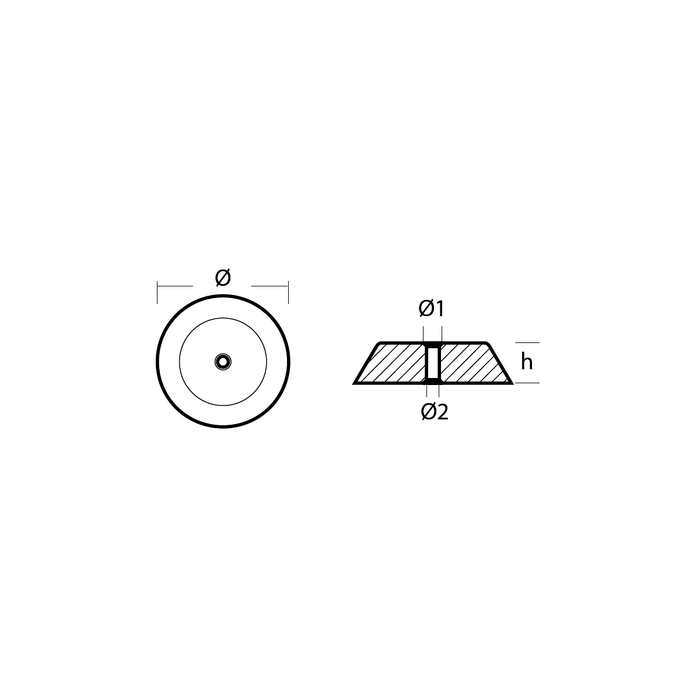 Ritning på Zinkanod Hamilton jet HJ273 , motor, 102185, 1.024kg/2.26LB, R802523 - AnodeFactory