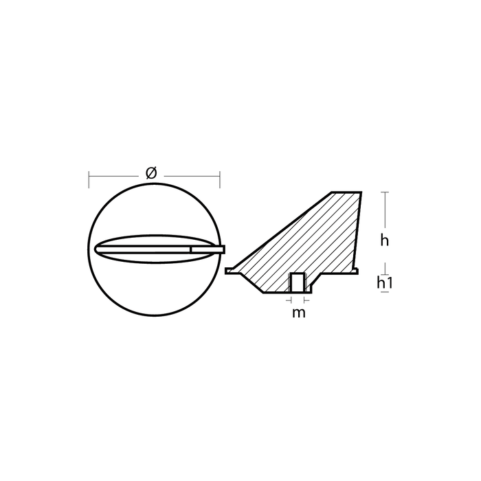 Alumniumanod Mercury standard trim tab anode >35HP, 7/16''UNC, M31640 - AnodeFactory